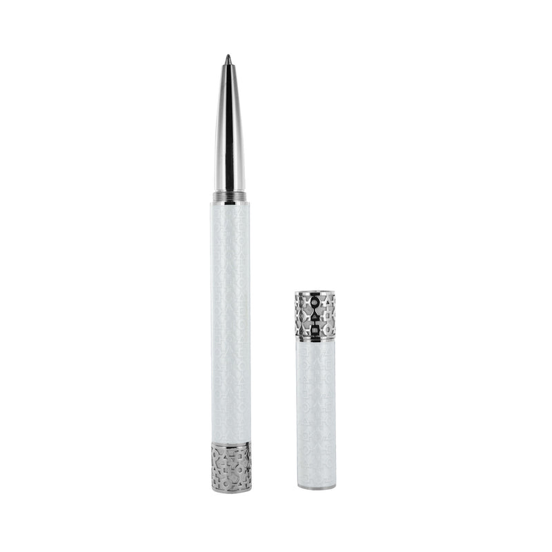 Stylo "Alchimie" Roller laque blanche nacré finition palladium