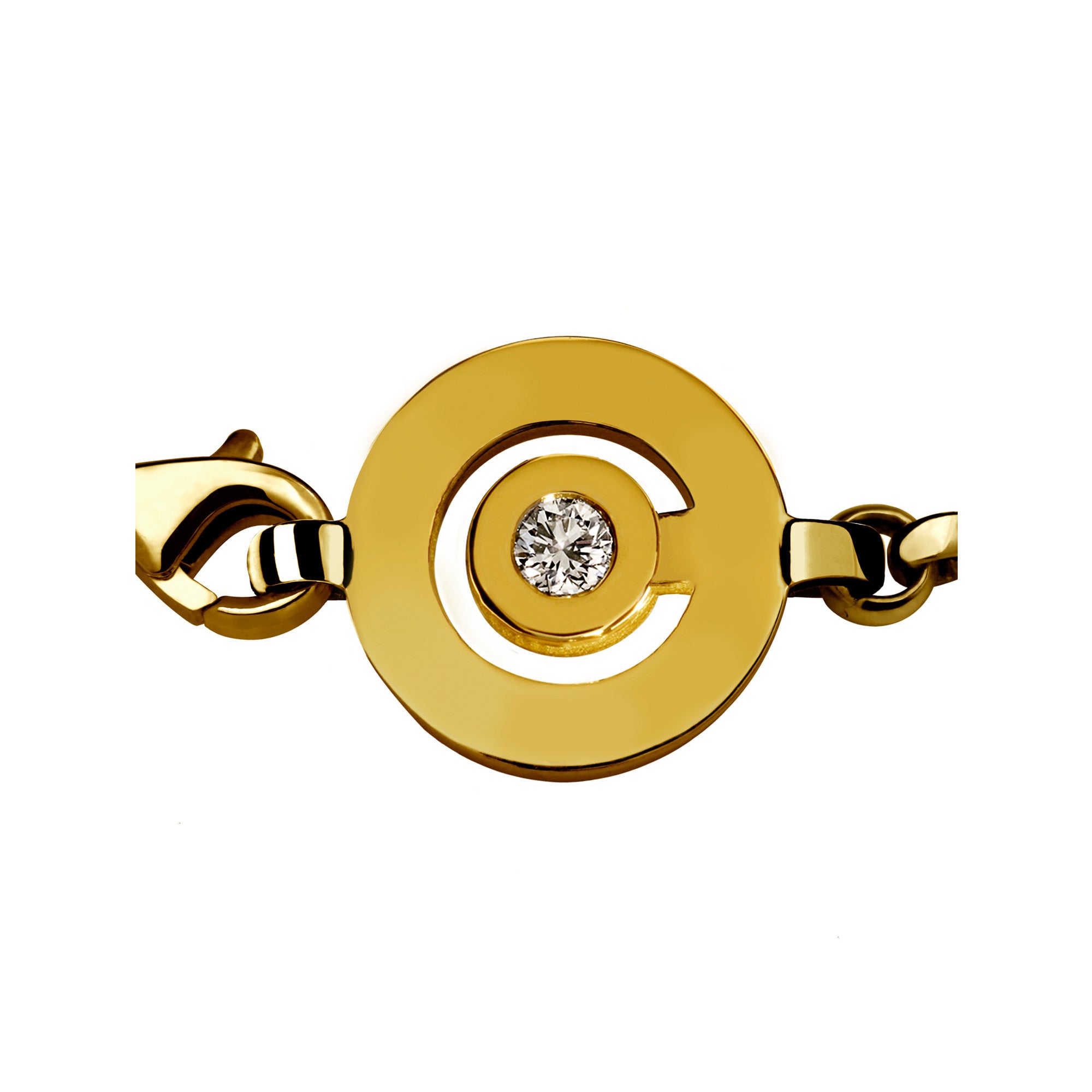Bracelet chaine Tournaire or et diamant signe labyrinthe rond