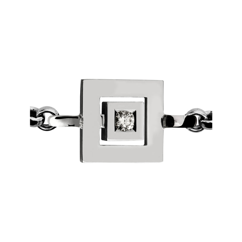 Bracelet chaine Tournaire or et diamant signe labyrinthe carrée