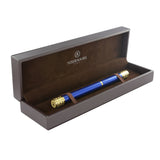 Stylo "Alchimie" Roller laque bleue nacré finition or jaune