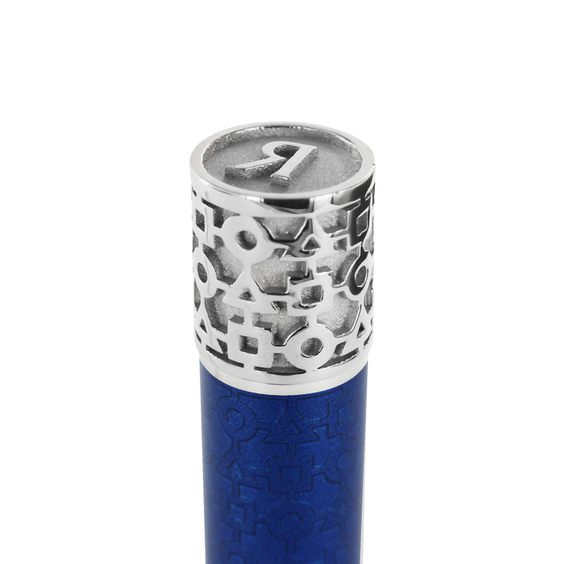 Stylo "Alchimie" roller laque bleue nacré finition palladium