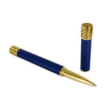 Stylo "Alchimie" Roller laque bleue nacré finition or jaune