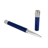 Stylo "Alchimie" roller laque bleue nacré finition palladium