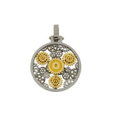 Pendentif Engrenages Rond en or blanc et or jaune