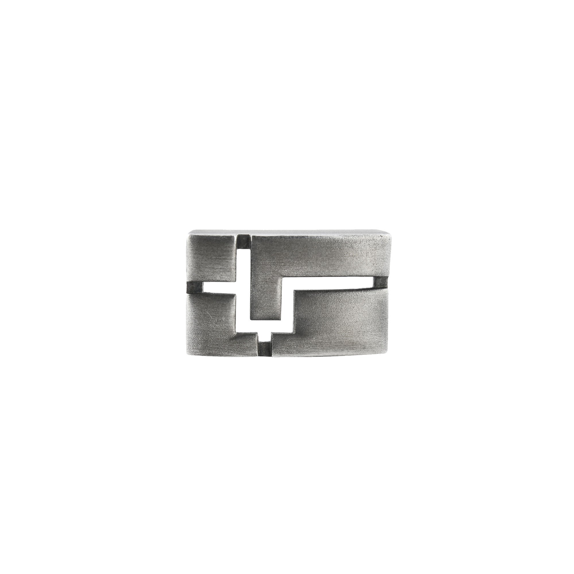 Château curved leather bracelet in silver