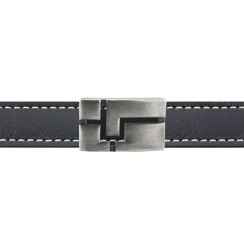 Bracelet cuir Château bombé en argent