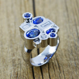 Bague Carambole bleue en or blanc