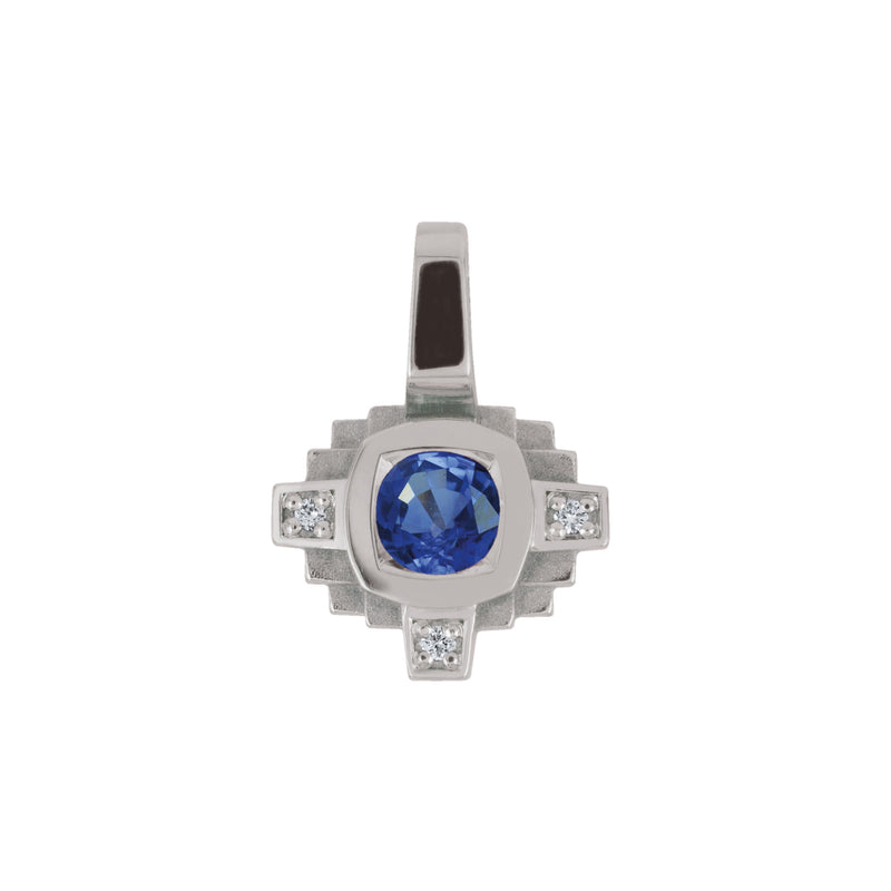 Pendentif Esther Saphir bleu 3 mm et diamants