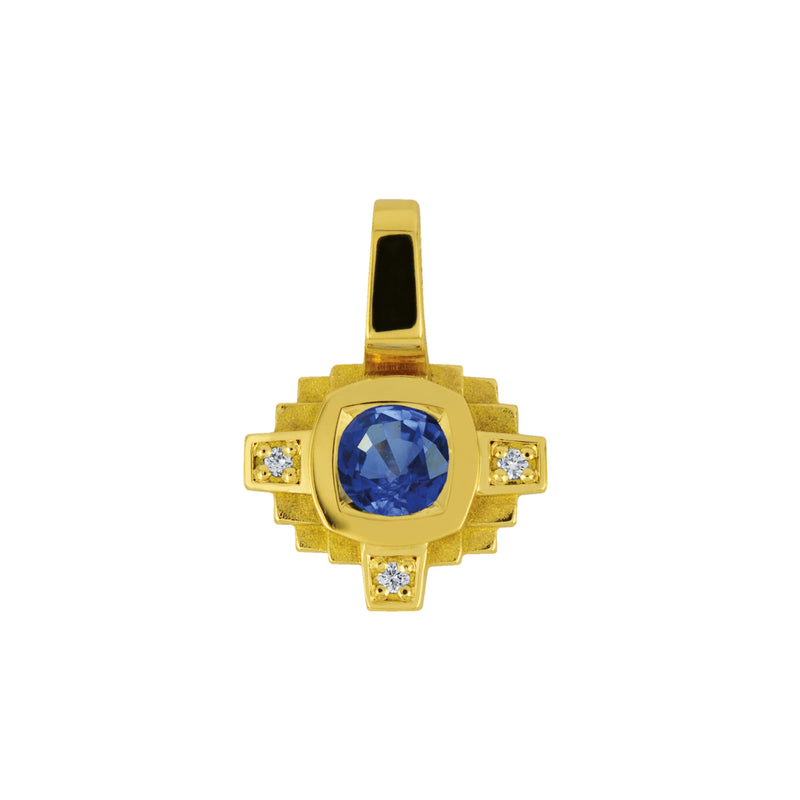 Pendentif Esther Saphir bleu 3 mm et diamants