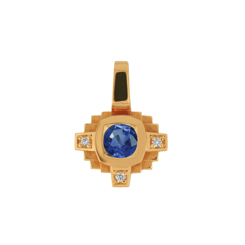 Pendentif Esther Saphir bleu 3 mm et diamants