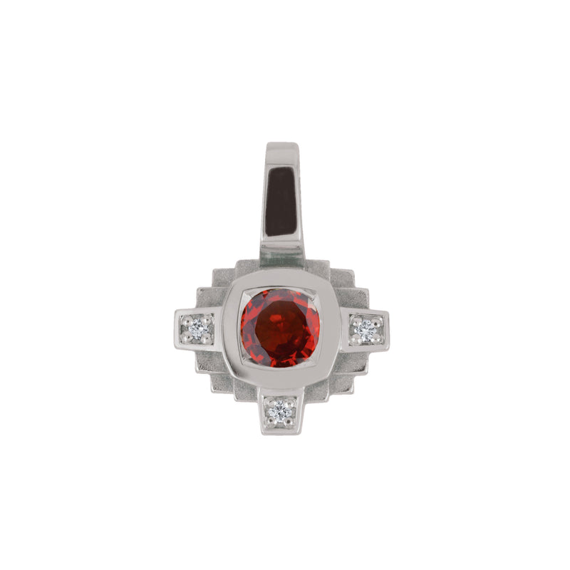 Pendentif Esther Saphir rouge 3 mm et diamants