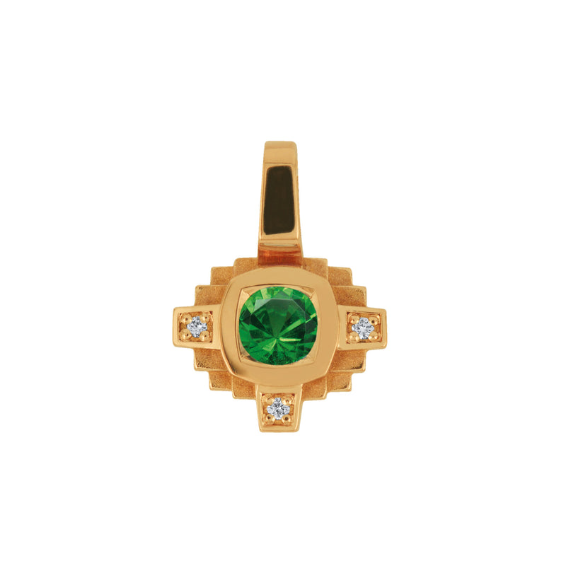 Pendentif Esther Tsavorite verte 3 mm et diamants