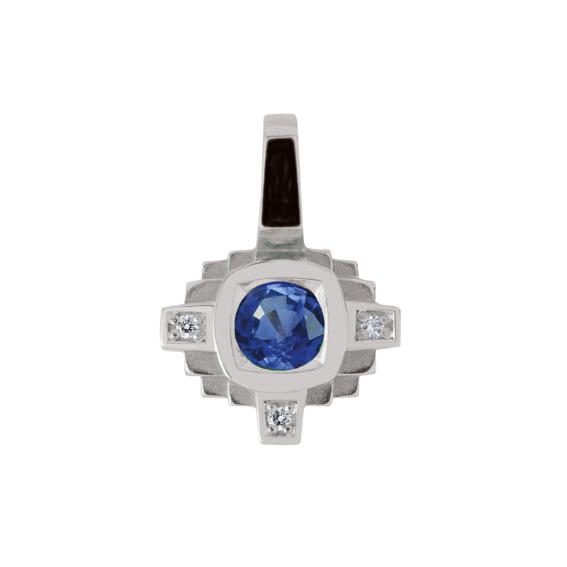 Pendentif Esther Saphir bleu 4 mm et diamants