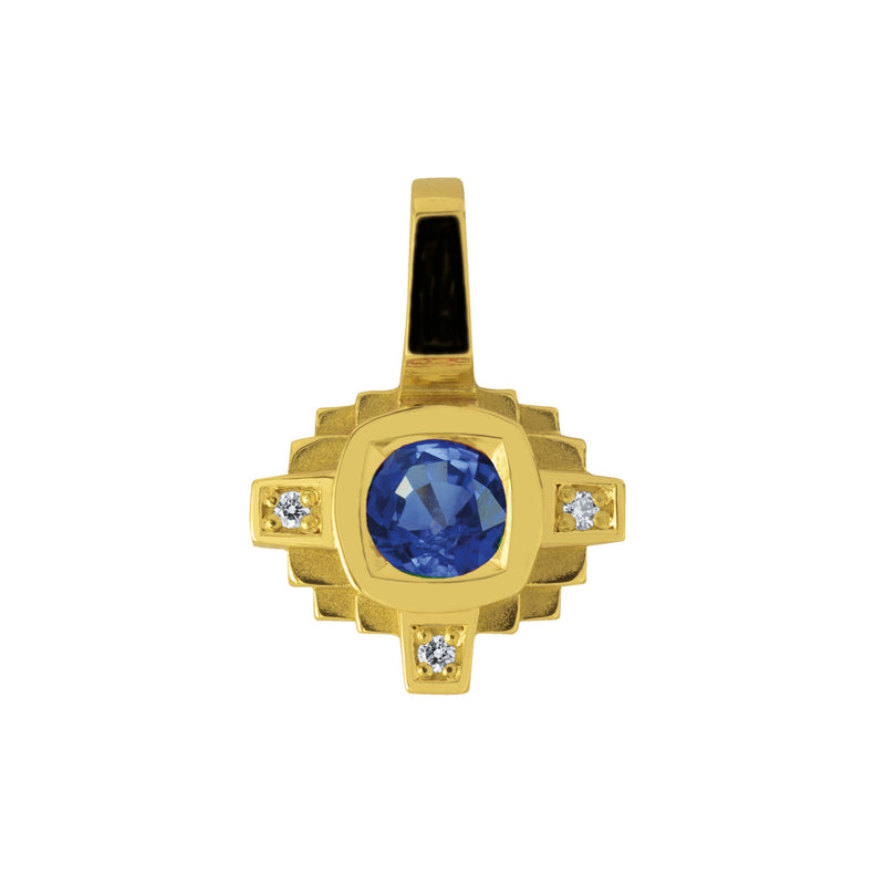 Pendentif Esther Saphir bleu 4 mm et diamants