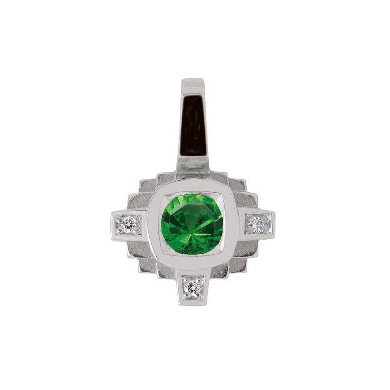 Pendentif Esther Tsavorite verte 4 mm et diamants