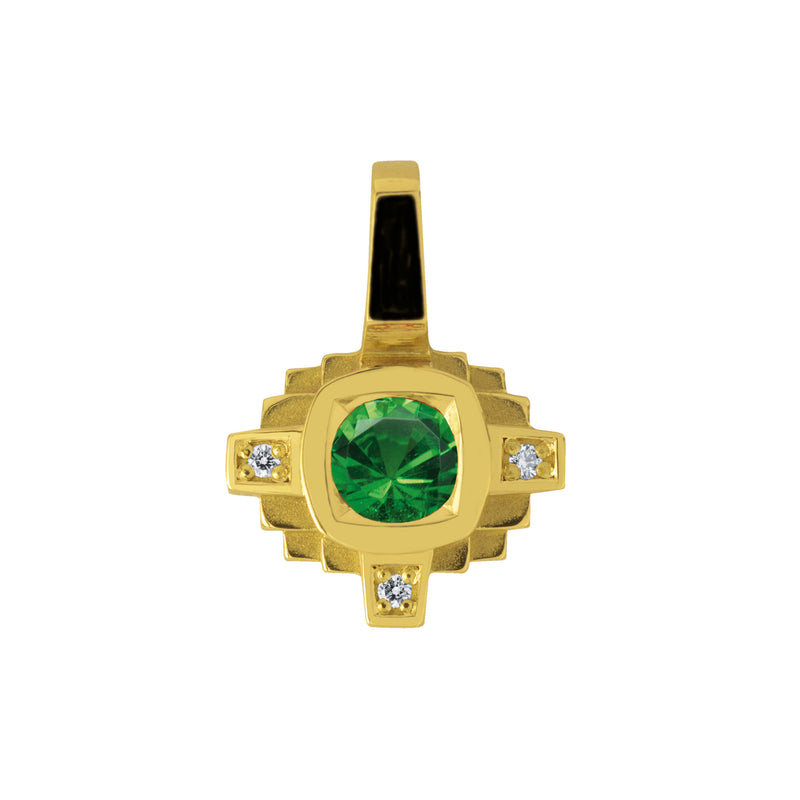 Pendentif Esther Tsavorite verte 4 mm et diamants