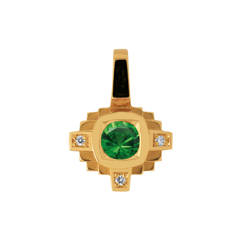 Pendentif Esther Tsavorite verte 4 mm et diamants
