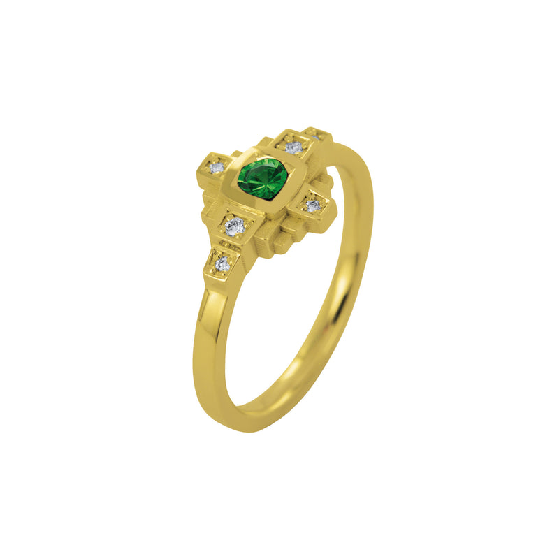 Bague Esther Tsavorite verte 3 mm et diamants