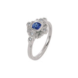Bague Esther Saphir bleu 4 mm et diamants