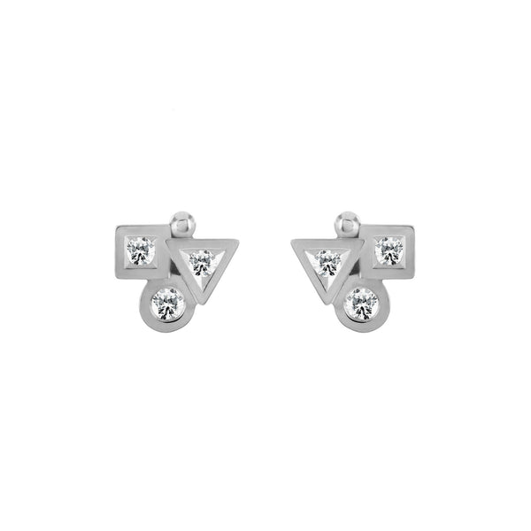 Boucles d'oreilles Cubisme Trilogie diamants en or