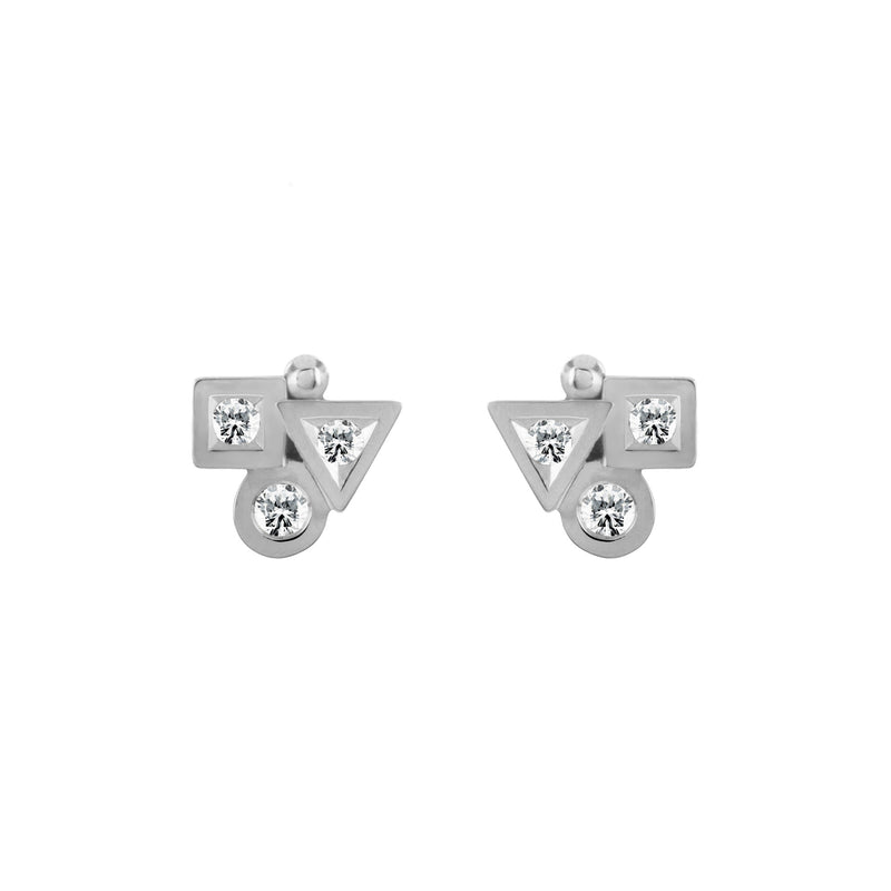 Boucles d'oreilles Cubisme Trilogie diamants en or