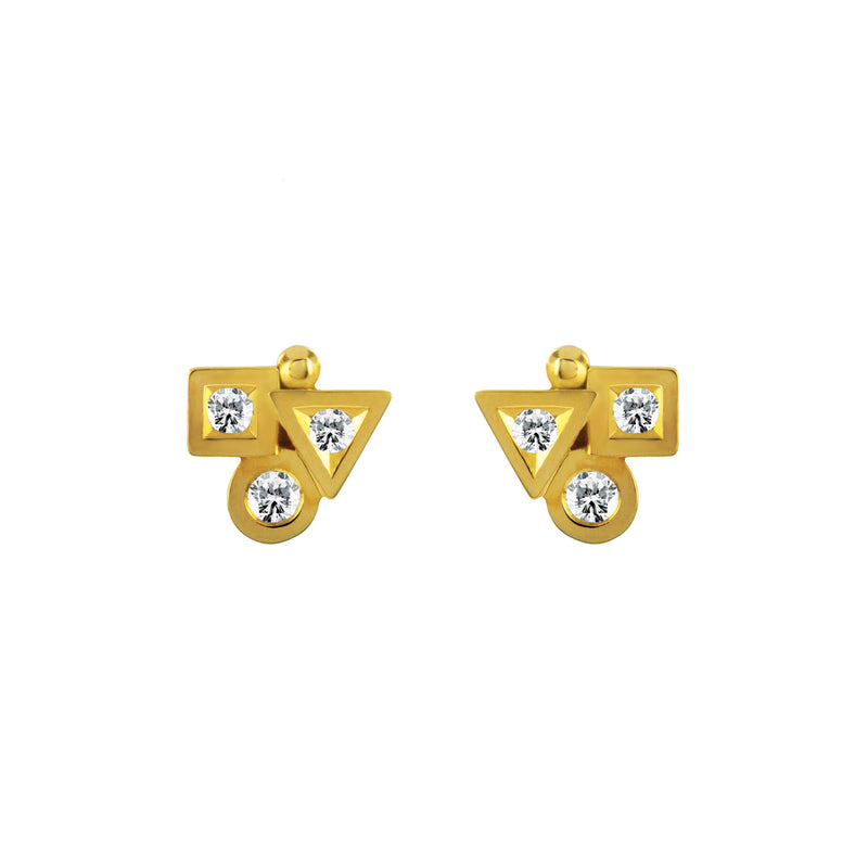 Boucles d'oreilles Cubisme Trilogie diamants en or