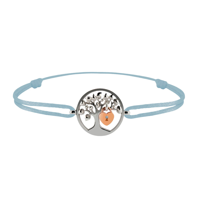 Bracelet Arbre des amoureux argent Lock and Love Tournaire & cadenas d'amour en or avec un diamant