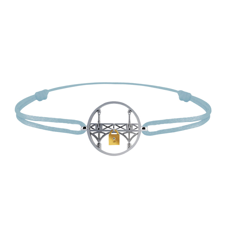 Lock and Love Tournaire round silver bracelet lovers' bridge in gold with a diamond