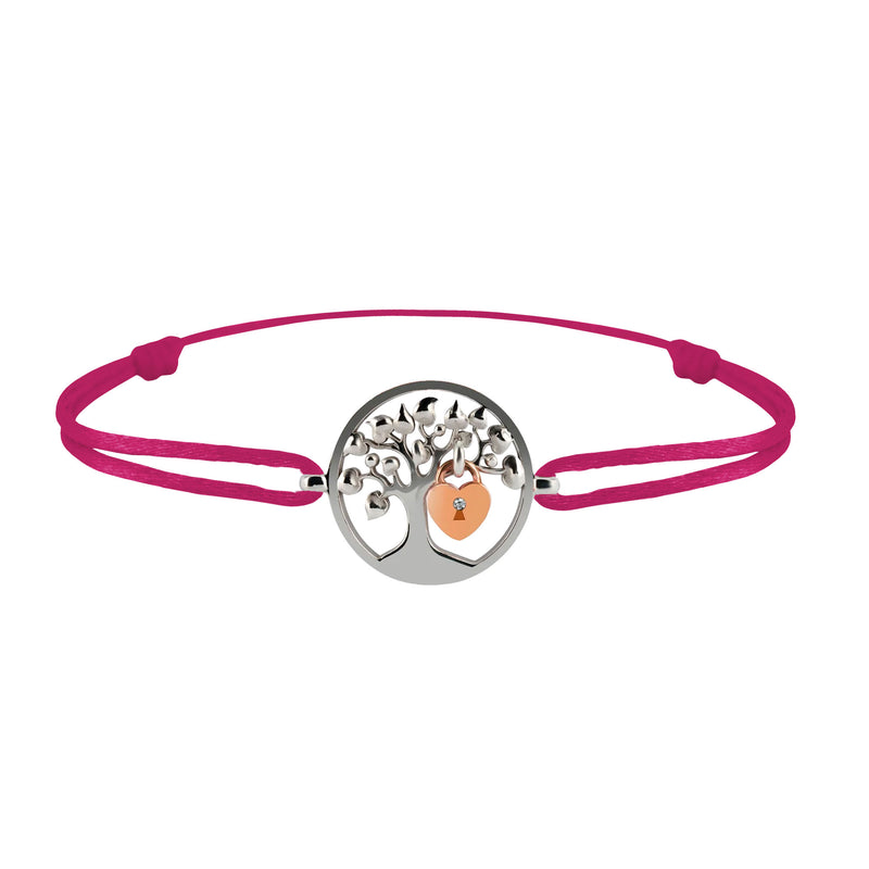 Bracelet Arbre des amoureux argent Lock and Love Tournaire & cadenas d'amour en or avec un diamant