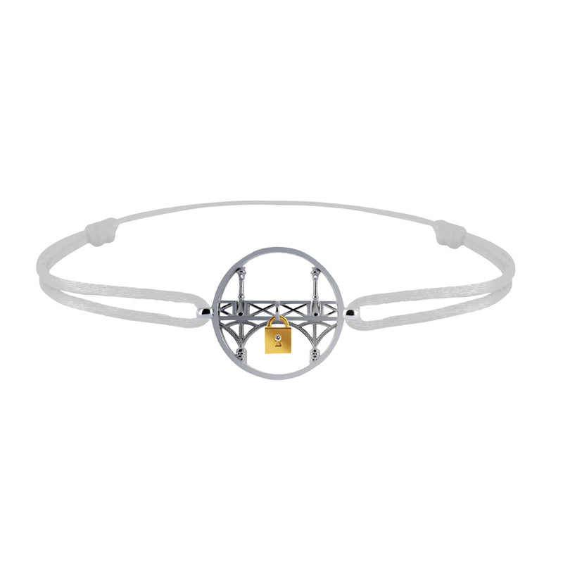 Lock and Love Tournaire round silver bracelet lovers' bridge in gold with a diamond