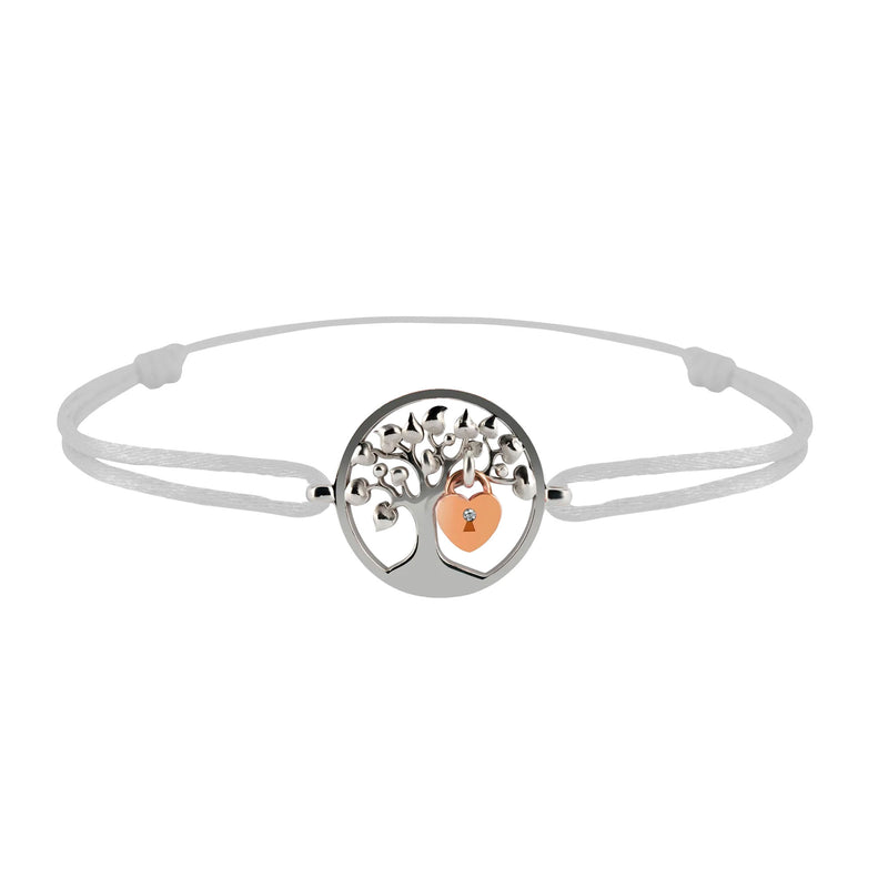 Bracelet Arbre des amoureux argent Lock and Love Tournaire & cadenas d'amour en or avec un diamant