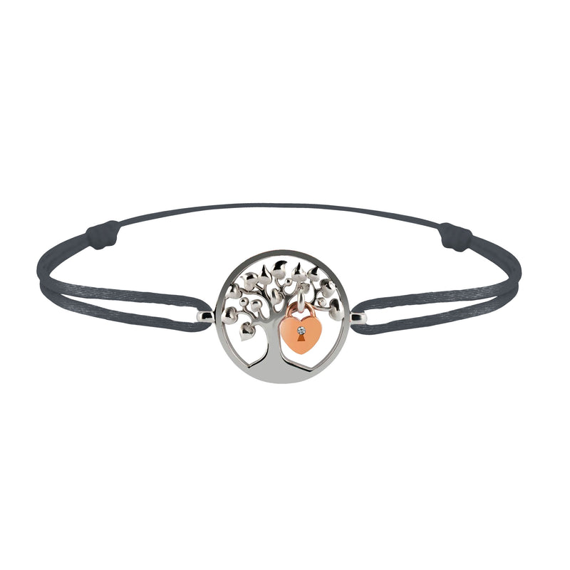 Bracelet Arbre des amoureux argent Lock and Love Tournaire & cadenas d'amour en or avec un diamant