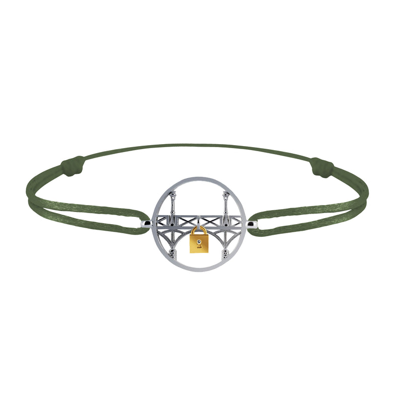 Lock and Love Tournaire round silver bracelet lovers' bridge in gold with a diamond