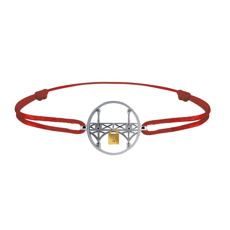 Lock and Love Tournaire round silver bracelet lovers' bridge in gold with a diamond