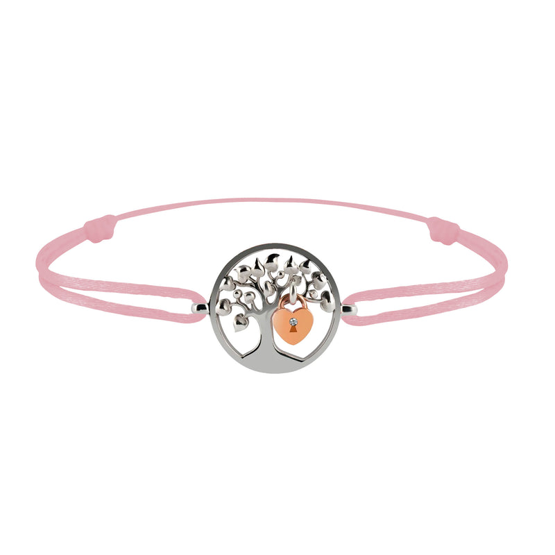 Bracelet Arbre des amoureux argent Lock and Love Tournaire & cadenas d'amour en or avec un diamant