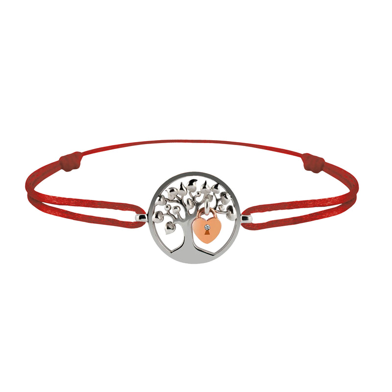 Bracelet Arbre des amoureux argent Lock and Love Tournaire & cadenas d'amour en or avec un diamant