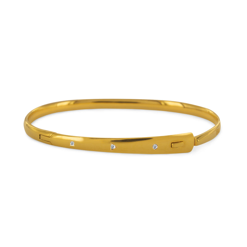Bracelet Jonc Avenir en or et diamants 3 mm