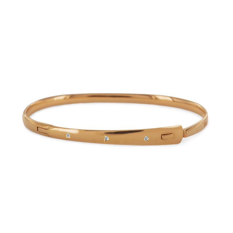 Bracelet Jonc Avenir en or et diamants 3 mm