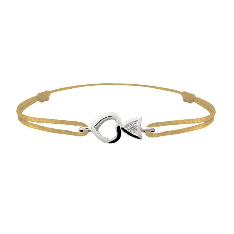 Bracelet lien Tournaire "cupidon cœur" or et diamant