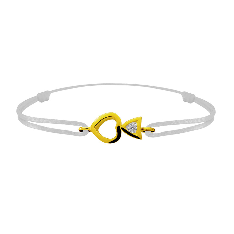 Bracelet lien Tournaire "cupidon cœur" or et diamant