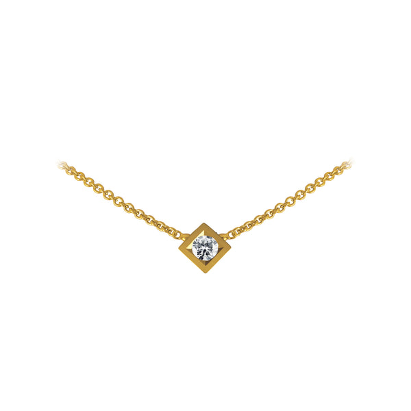 Pendentif Simplicité losange en or et diamant