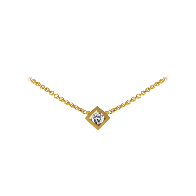 Pendentif Simplicité losange en or et diamant