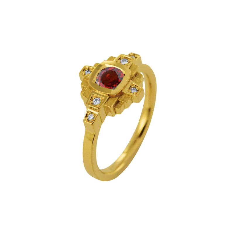 Bague Esther Saphir rouge 4 mm et diamants