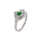 Bague Esther Tsavorite verte 4 mm et diamants