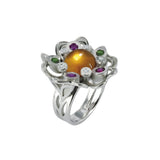 Bague Pensée Sauvage citrine XL