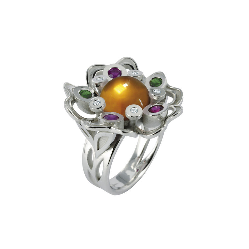 Bague Pensée Sauvage citrine XL
