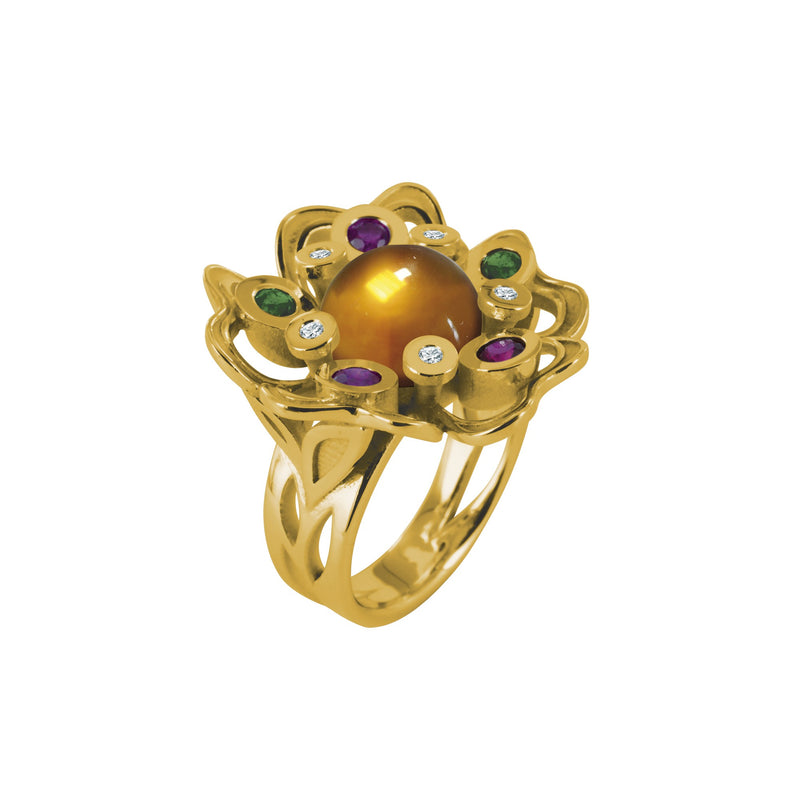Bague Pensée Sauvage citrine XL