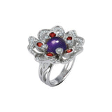Ring Pensée Sauvage amethyst XL with diamond pavé