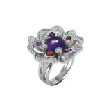 Ring Pensée Sauvage amethyst XL with diamond pavé