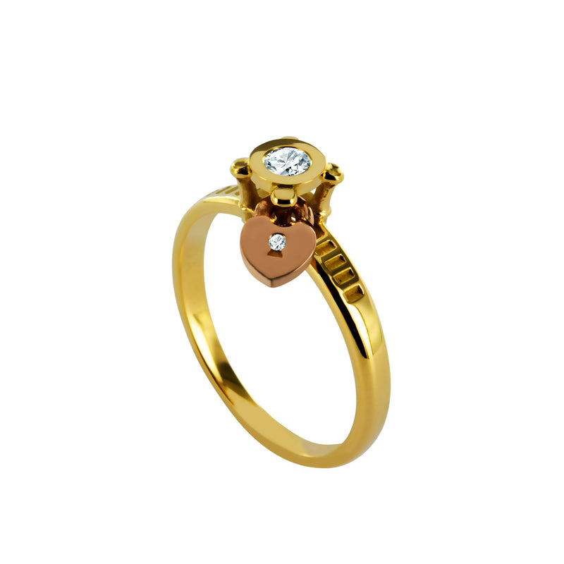 Solitaire Lock & Love en or avec diamant la bague des amoureux